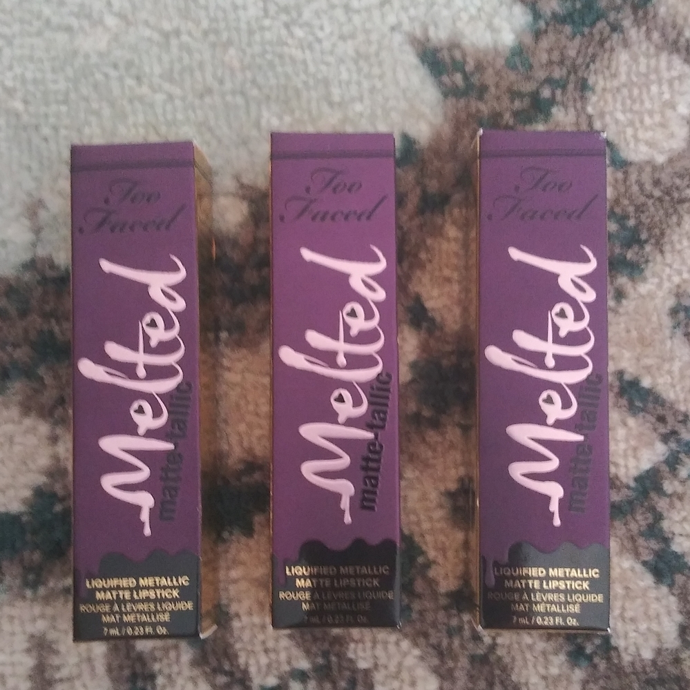 3Pc Too Faced Melted Matte-tallic Matte Lipstick